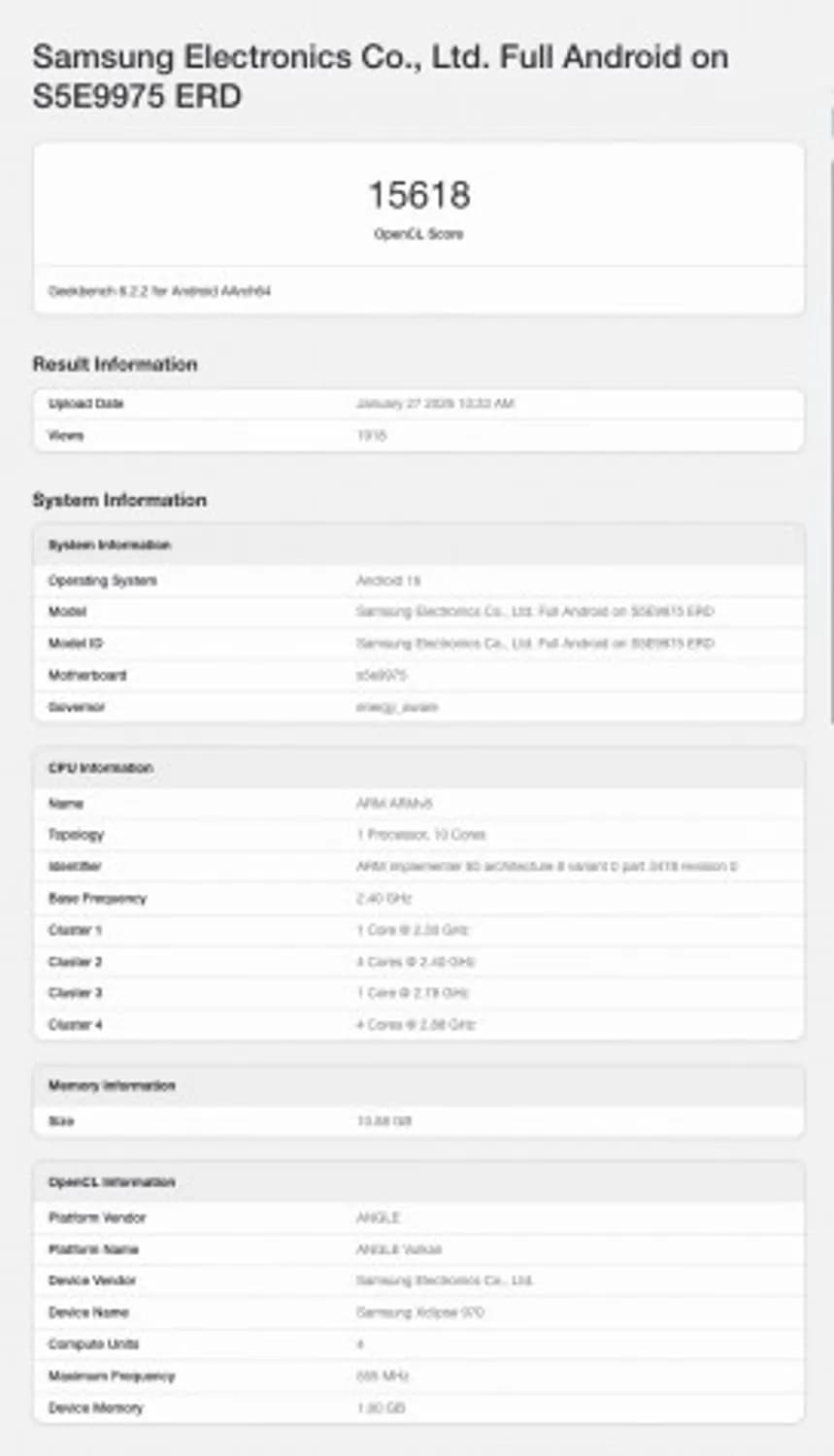 Samsung Exynos 2700 Geekbench Leak: S27’s Next Flagship Chip Performance Surfaces - image-1