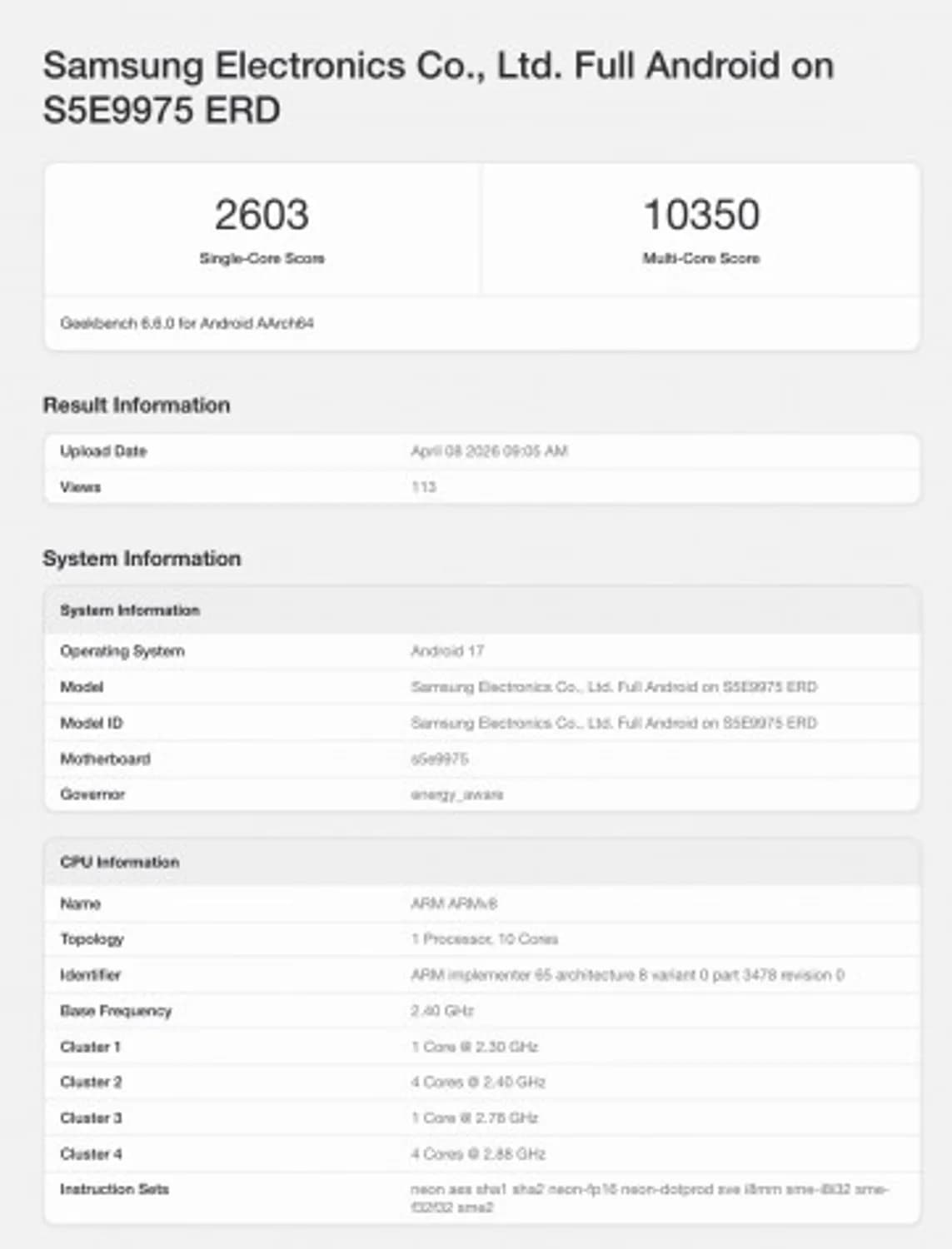 Samsung Exynos 2700 Geekbench Leak: S27’s Next Flagship Chip Performance Surfaces - image-2